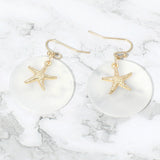 Starfish Charm Disc Layered Drop Earrings