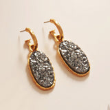 Oval Druzy Dangle Earrings