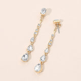 Teardrop Stone Cluster Linear Drop Earrings