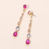 Teardrop Stone Cluster Linear Drop Earrings