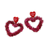 Sweet Pea Tinsel Heart Dangle Earrings