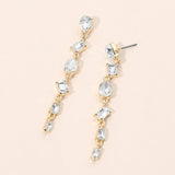 Mixed Shape Stone Cluster Link Linear Drop Earrings