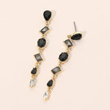 Mixed Shape Stone Cluster Link Linear Drop Earrings
