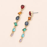 Mixed Shape Stone Cluster Link Linear Drop Earrings