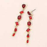 Mixed Shape Stone Cluster Link Linear Drop Earrings