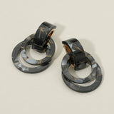 Geometric Resin Double Circle Drop Statement Earrings