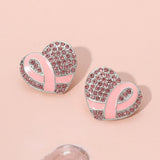 Pink Ribbon Heart Breast Cancer Awareness Heart Earrings