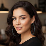 Oversized Baguette Rhinestone Embellished Hoop Earrings