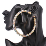 Oversized Baguette Rhinestone Embellished Hoop Earrings