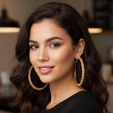 Oversized Baguette Rhinestone Embellished Hoop Earrings