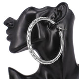Oversized Baguette Rhinestone Embellished Hoop Earrings