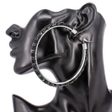 Oversized Baguette Rhinestone Embellished Hoop Earrings
