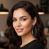 Oversized Baguette Rhinestone Embellished Hoop Earrings
