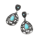 Vintage Teardrop Turquoise Stone Accent Dangle Earrings
