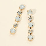 Gold Dipped Round Stone Cluster Link Drop Earrings