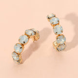 Faceted Round Stone Hoop Earrings