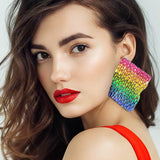 Bold Bling Studded Abstract Plate Earrings