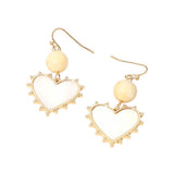 Bead Mother of Pearl Heart Charm Link Drop Earrings