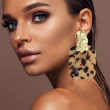 Women's Oversized Patterned Celluloid Acetate Plate Accent Door Knocker Dangle Earrings