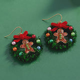Enamel Gingerbread Christmas Wreath Dangle Earrings