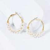 Gold Plated Hypoallergenic Pearl Cluster Beaded Hoop Earrings