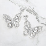 Crystal Butterfly Drop Dangle Statement Earrings