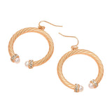 Pearl Tip Twisted Hoop Drop Dangle Earrings