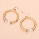 Pearl Tip Twisted Hoop Drop Dangle Earrings