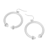 Pearl Tip Twisted Hoop Drop Dangle Earrings