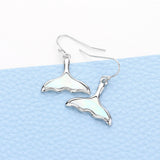 Mother of Pearl Whale Tail Dangle Earrings