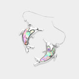 Abalone Dolphin Dangle Earrings