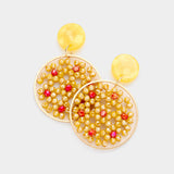 Celluloid Acetate Faceted Bead Round Link Dangle Earrings
