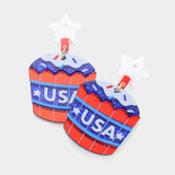 Resin American USA Flag Cupcake Dangle Earrings