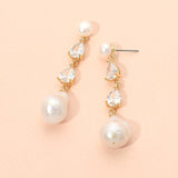 18K Gold Dipped Pearl Cut Stone Cluster Baroque Freshwater Pearl Drop Earrings