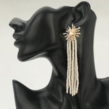 Starburst Wooden Beaded Tassel Drop Earrings