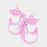 Brass Metal Cutout Mermaid Dangle Earrings