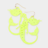 Cut Out Brass Metal Mermaid Dangle Earrings