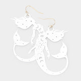 Cut Out Brass Metal Mermaid Dangle Earrings
