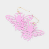 Brass Metal Cutout Honey Bee Dangle Earrings