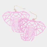 Brass Metal Cutout Elephant Dangle Earrings