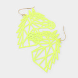 Brass Metal Cutout Horse Dangle Earrings