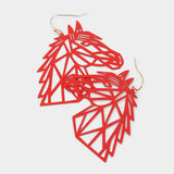 Brass Metal Cutout Horse Dangle Earrings