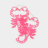 Brass Metal Cutout Scorpion Dangle Earrings