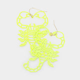 Brass Metal Cutout Scorpion Dangle Earrings