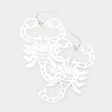 Brass Metal Cutout Scorpion Dangle Earrings