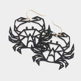 Brass Metal Cutout Crab Dangle Earrings