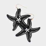 Brass Metal Cutout Starfish Dangle Earrings