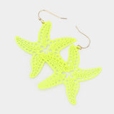Brass Metal Cutout Starfish Dangle Earrings