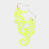 Brass Metal Cutout Seahorse Dangle Earrings