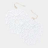 Brass Metal Cutout Lion Dangle Earrings
